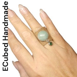 Handmade Leather Gemstone Ring